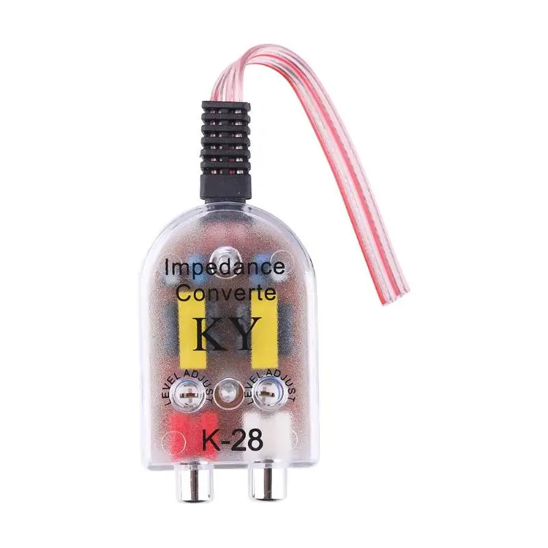 12V Универсальный RCA линии автомобиля стерео радио постоянного тока в постоянный преобразователи Динамик высокого к низкому усилитель автомобильный аудио импедансный конвертер стайлинга автомобилей - изображение