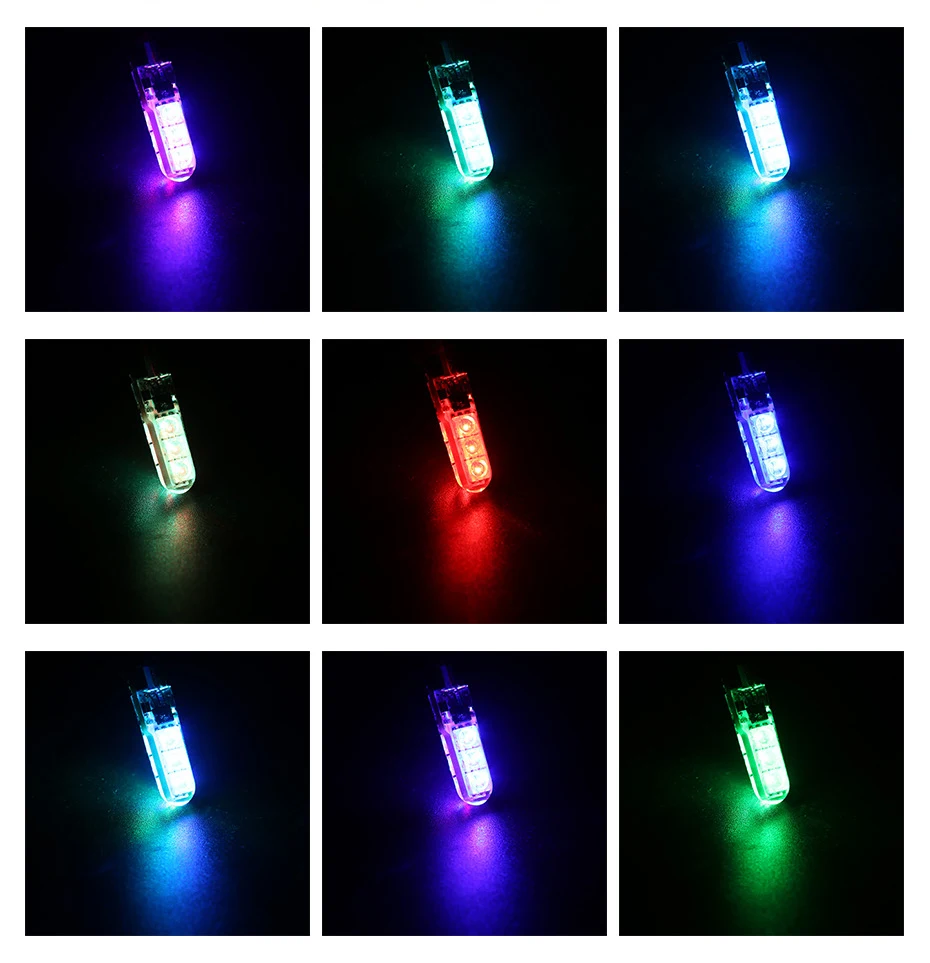 50 комплектов RGB T10 W5W светодиодный Габаритные фонари для автомобиля SMD RGB T10 светодиодный 194 168 лампочка дистанционного управления ширина внутренний источник освещения автомобильный Стайлинг