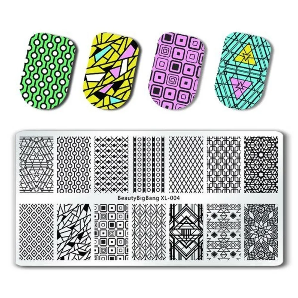 

1PCS BeautyBigBang Line Polygon Nail Plates Stamp Stencil For Stamping 3d Mold Geometry Print
