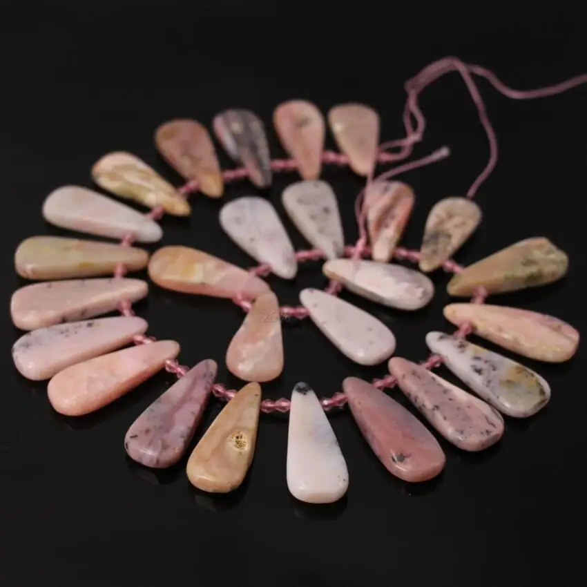 

15.5"/strand Natural Pink Opal Top Drilled Teardrop Slice Pendant Bead,Raw Gems Slab Graduated Necklace Point Beads Jewelry