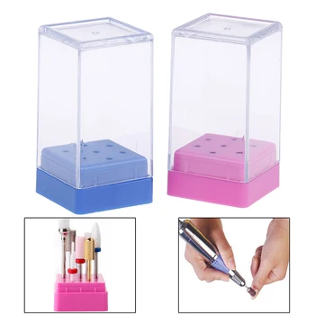 

7 Holes Nail Drill Bits Storage Box Nail Drill Bit Holder Storage Box For Nail Drill Bit Holder Milling Cutter For Manicure Set