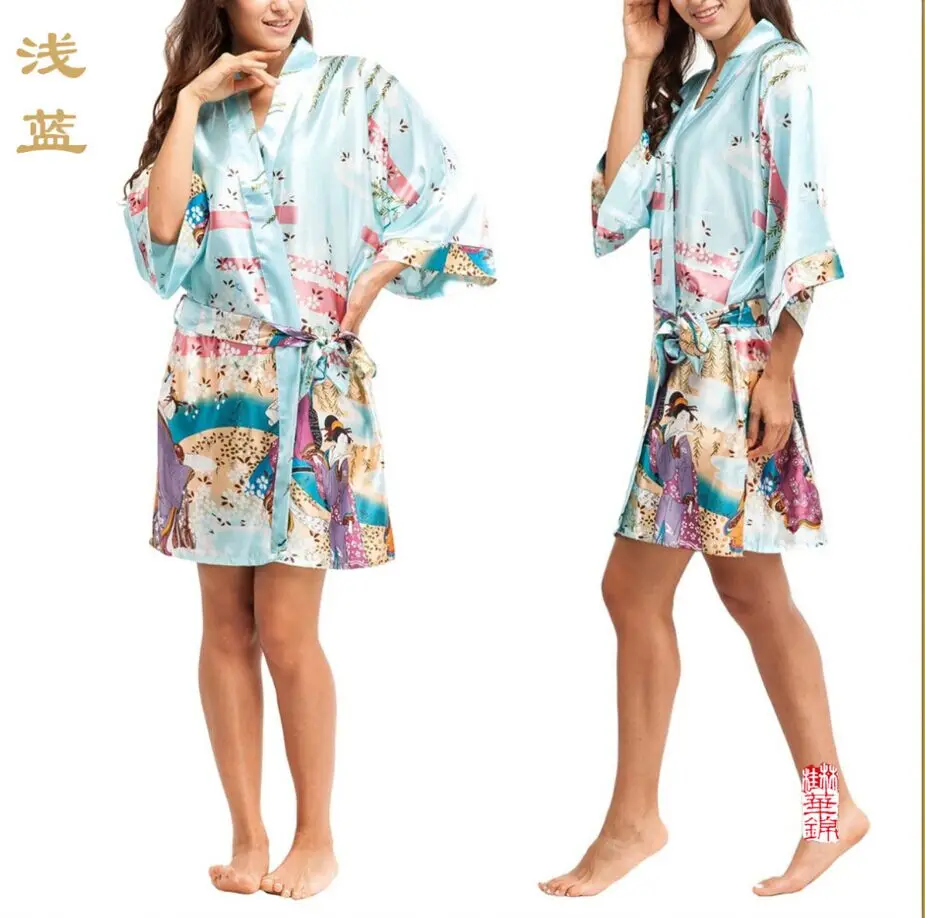 Шелк кимоно халаты для женщин Атласный халат длинные шелковые халаты для подружек невесты Longue Femme женский халат для подружек невесты халат - Цвет: As the photo show