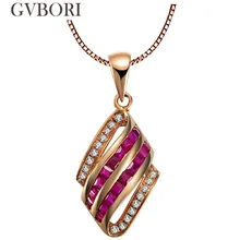 GVBORI 18 К розовое золото Рубин драгоценный камень Цепочки и ожерелья Свадебный Подвеска Ювелирные украшения мать Best подарок