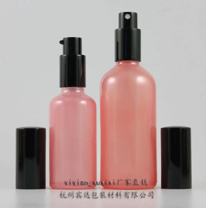 Free shipping 50ml pink lotion bottle with pump,Cosmetic Packaging