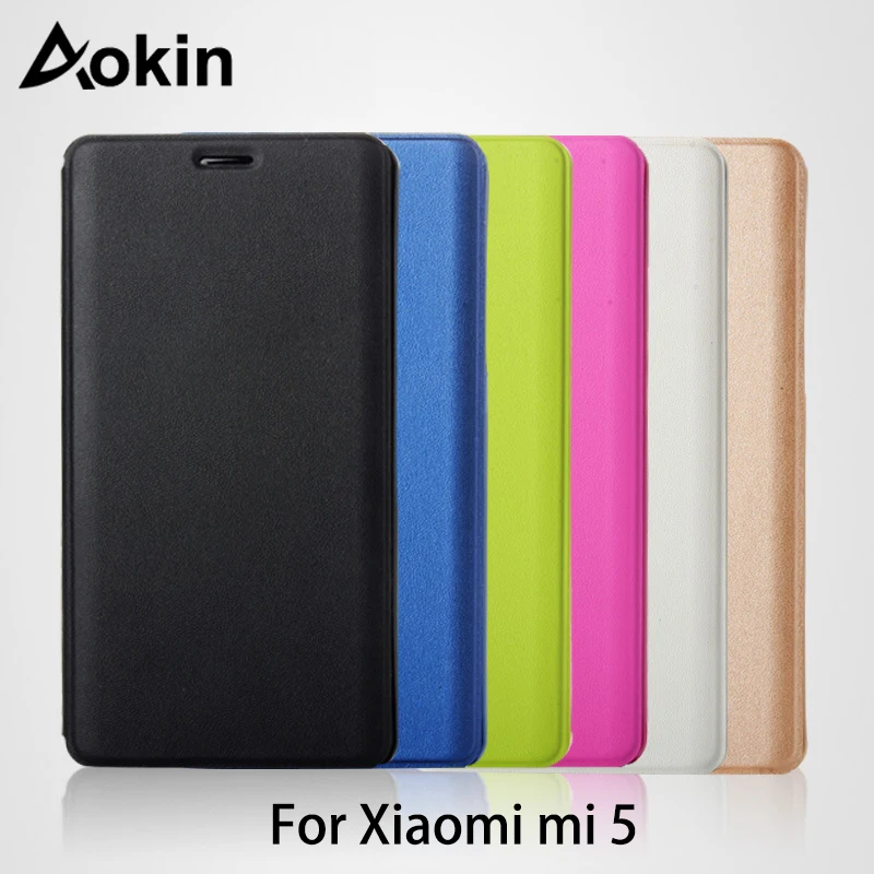 

Aokin Original Smart Flip Case for XiaoMi Mi 5 PU Leather Thin Magnetic Cover for Xiaomi Mi5 Mi 5 Capa Sleep Wake Up Coque
