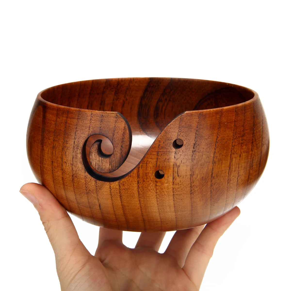 14-16CM Handmade Yarn Wooden Bowl Knitting Crochet Storage Bowls Knitting Needle Storage Holder Supplies