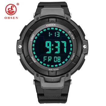 

OHSEN Digital LED Men Wrist Watch relogio masculino 50M Dive Black Silicone Strap Fashion Sport Electronic Male Alarm Clocks