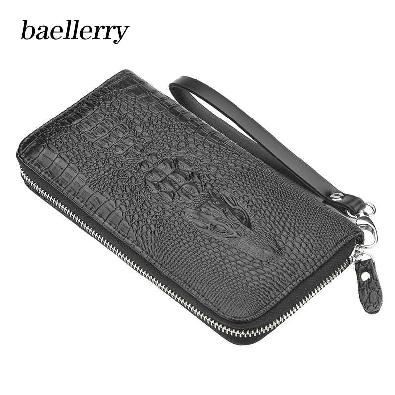 

Baellerry Brand Men Wallets Pu Leather Men Wallet Male Clutch Bag Crocodile Pattern Long Zipper Men Purse Coin Purse Money Bag