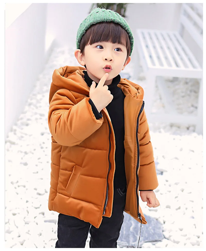 Winter warm gold velvet jacket for boys kids solid hooded down jacket for boys children coats outwear boy clothes (7)