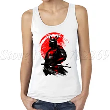 Самурай мультфильм печатных Женская мода Топы на бретельках без рукавов Повседневная леди камзол Битник Забавный крутой жилет