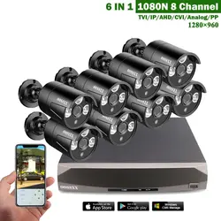OOSSXX 8CH CCTV Камера Системы 1080N DVR 8 шт. 1.3MP ИК всепогодный Открытый видеонаблюдения безопасности Камера Системы 8CH DVR комплект