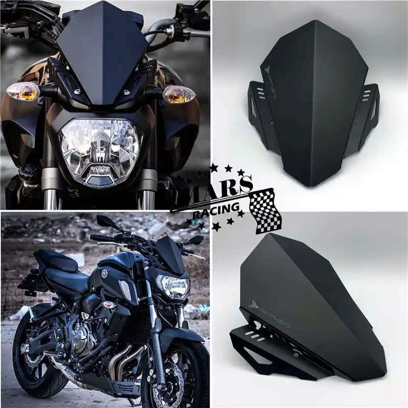 Mota Windscreen Deflector MT 07 and FZ 07 Motorcycle Transparent Tinted Universal Black Tinted