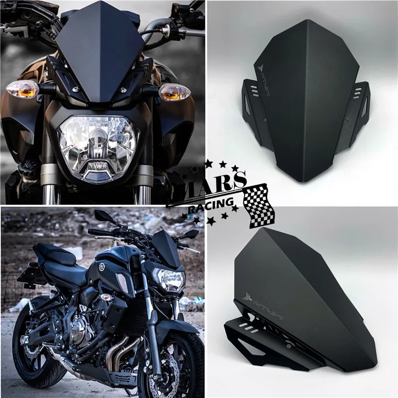 . Motorcycle windscreen black windproof windscreen protection suitable for MT07 FZ07 2018 2019 wind deflectors