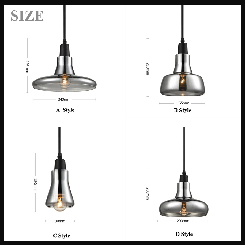 Pingente de Vidro do Vintage Lâmpadas com Lâmpadas Luzes do Pendente Luz Cor Cinza Cor Clara Cor Âmbar Pingente 110 V e 220 v Led 7 pendente da cor âmbar com lâmpadas 110