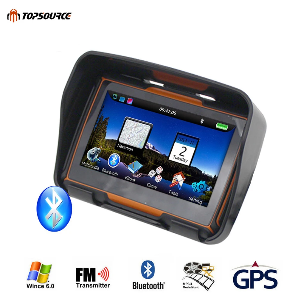 TOPSOURCE 4 3 дюймов Автомобильный навигатор gps 256M ram 8GB Flash мотоциклетная