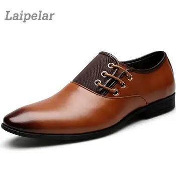 

Designer Mens Leather Casual Shoes Business Gentleman Flats Lace Up Oxford Big Size 38-47 Zapatos Hombre Laipelar
