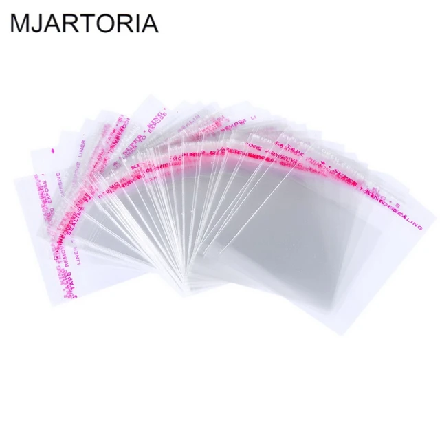 200 Transparent Self DIY stick with glue Seal bags plastic Jewelry Bags