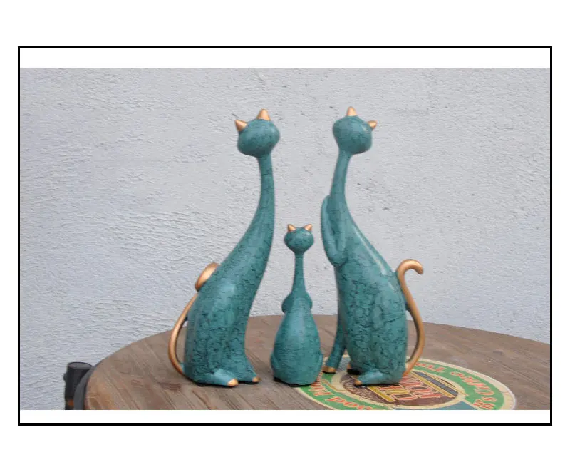 Современные статуэтки для домашнего декора, ручная работа, семья из трех котов, керамические поделки, украшения, сделай сам, офисное ремесло, бизнес Декор, подарки