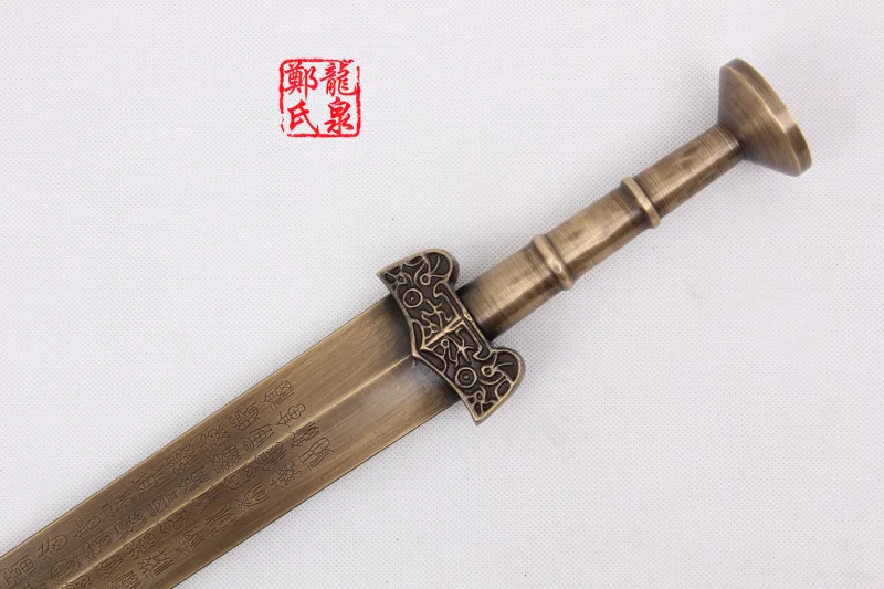 Китайская античная бронза меч Прямой отвал реальные Сталь с деревянной металлическая подставка ремесло боевым искусством без острых