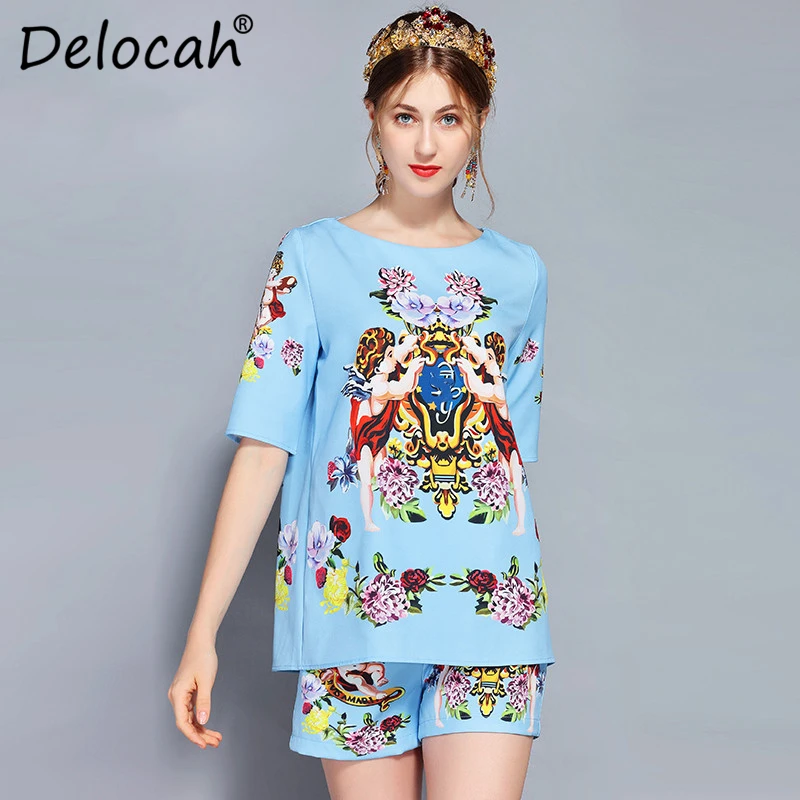 Delocah/летний модный дизайнерский женский костюм для подиума два комплекта