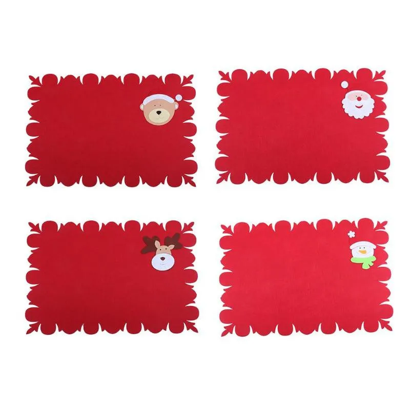

1PC Christmas Cartoon Red Table Mat Kitchen Knife Fork Cover Xmas Decor