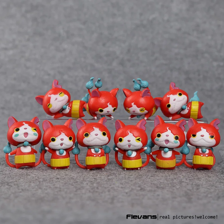 

Anime Cartoon Yo-Kai Watch Jibanyan Lovely Mini PVC Figures Toys Dolls 3.5cm 10pcs/set OTFG204