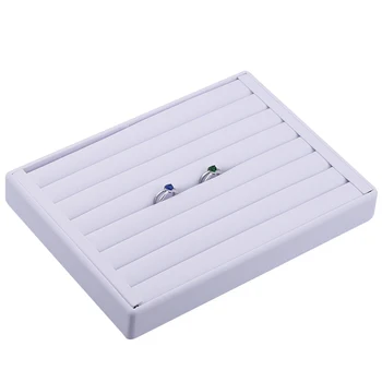 

Free Shipping 1PCS new high-grade white leather 7 row ring jewelry jewelry display stand 25*18*3.0cm