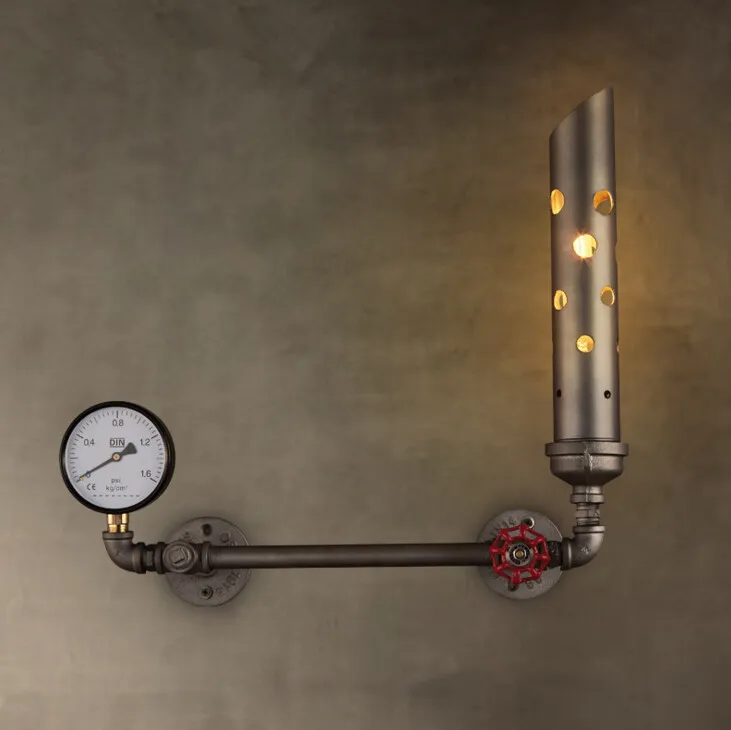 Loft Retro Living Room Restaurant Bedroom Bedside Wall Lamp American Bar Creative Aisle Iron Water Pipe