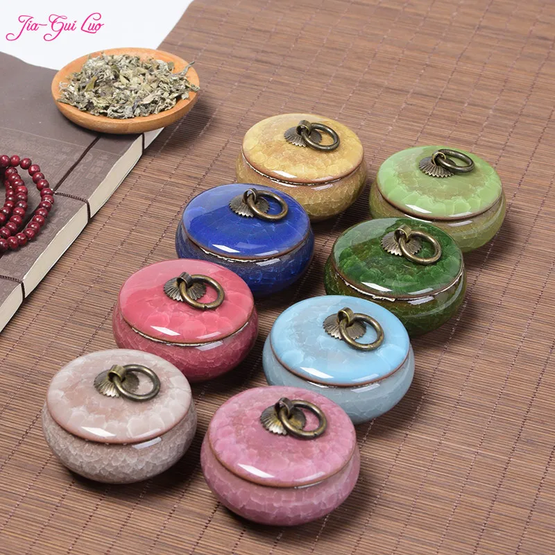 JIA GUI LUO 6.5CM*4.8CM Ceramic jar Tea storage box Sealed cans