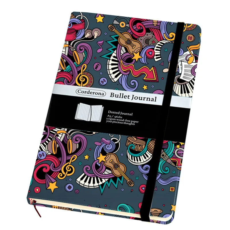 

Dot Grid Hard Cover A5 PU Bullet Notebook Elastic Band Travel Dotted Journal Bujo Support Customize