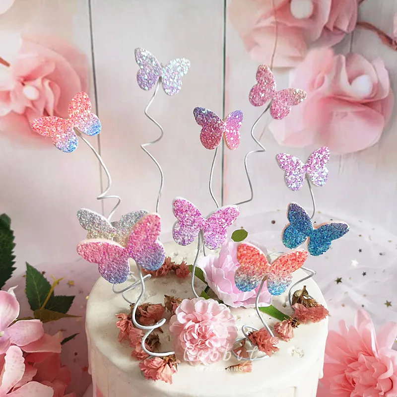 Biling красочные лазерные бабочки "с днем рождения" торт Топпер десерт украшение для дня рождения прекрасные подарки