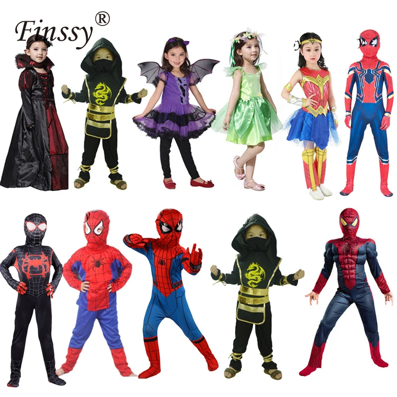 Костюм Супермена паука для девочек; карнавальный костюм Чудо-женщины; капитан Марвел; эльф; Принцесса; карнавальный костюм на Хэллоуин; вечерние костюмы для выступлений