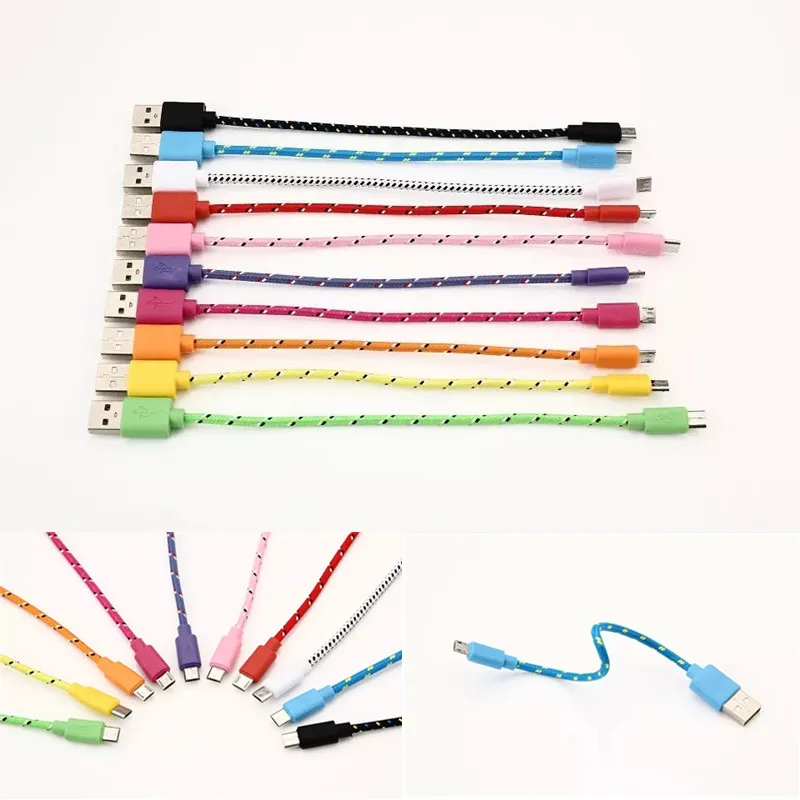 Portable Power Bank Cable 20CM Nylon Cable Data Sync & Charging Cable For iPhone or Micro USB