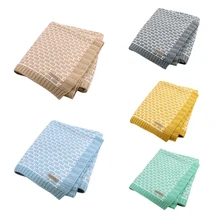 Муслиновое Пеленальное Одеяло для новорожденных; вязаное Клетчатое одеяло для малышей; Корзина для младенцев; постельное белье; Весна-Осень; очень мягкое одеяло унисекс