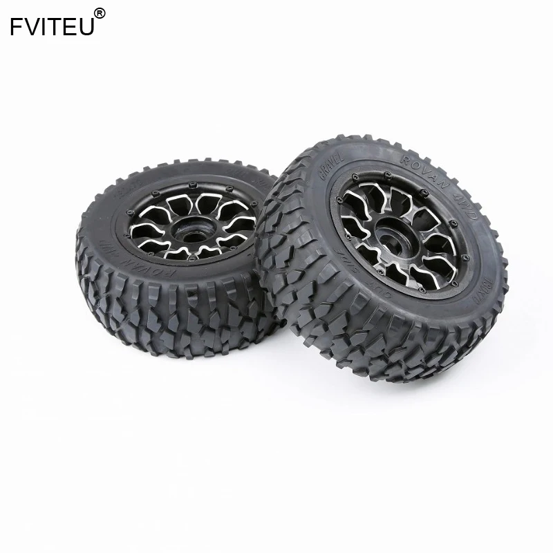 

FVITEU Rubber Wheel Tires with metal wheel hub set for 1/5 Losi 5ive-t Rovan LT King Motor x2