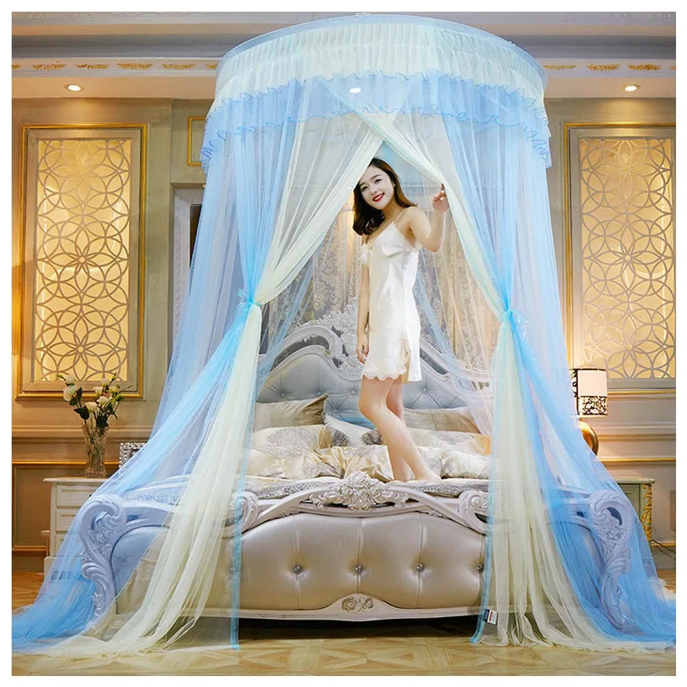 Newly Round Lace High Density Princess Bed Nets Curtain Dome Princess Queen Canopy Mosquito Nets - Цвет: Style  7