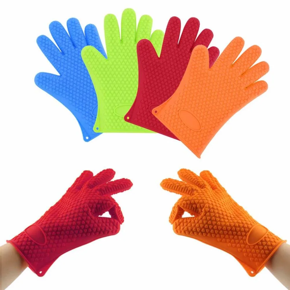 

1 pc Kitchen Microwave Mitt Insulated Oven Heat Resistant Silicone Glove Oven Pot Holder Baking BBQ Cooking Non-slip Tool Kitc