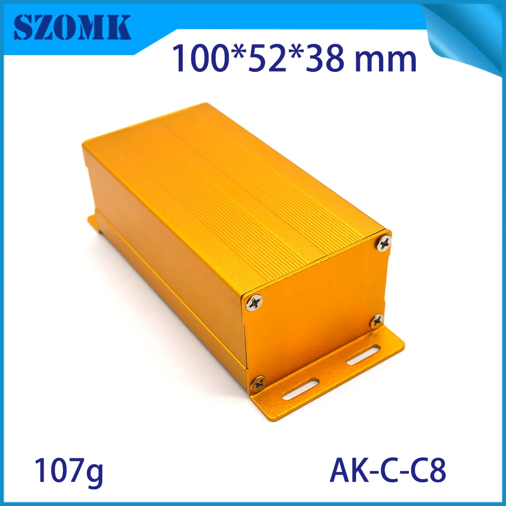 

4 pieces aluminum material golden color electrical junction box 38(H)x52(W)x100(L)mm project box enclosure SZOMK gps metal case