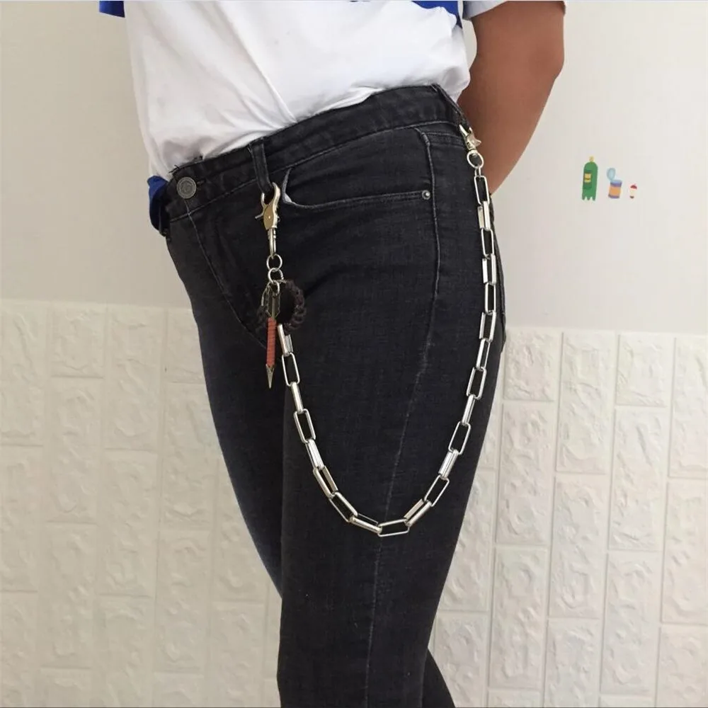 Fashion punk hip-hop trendy belt waist metal chain pants mens jeans metal chain