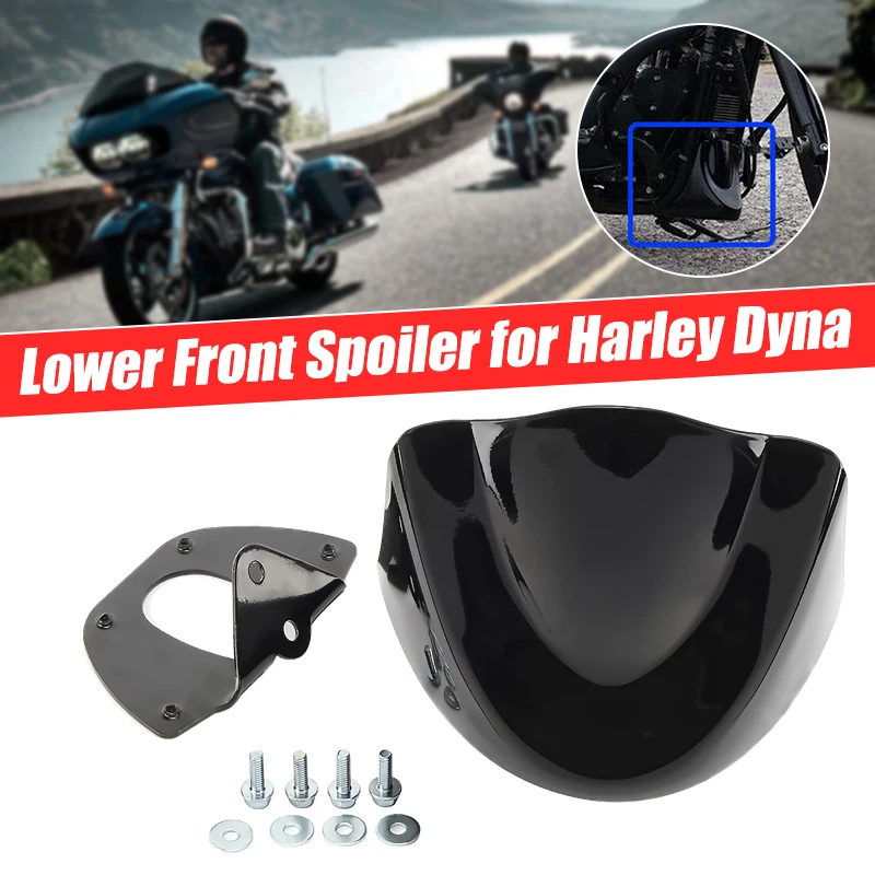 Glossy Black Motorcycle Front Chin Spoiler Air Dam Fairing Cover