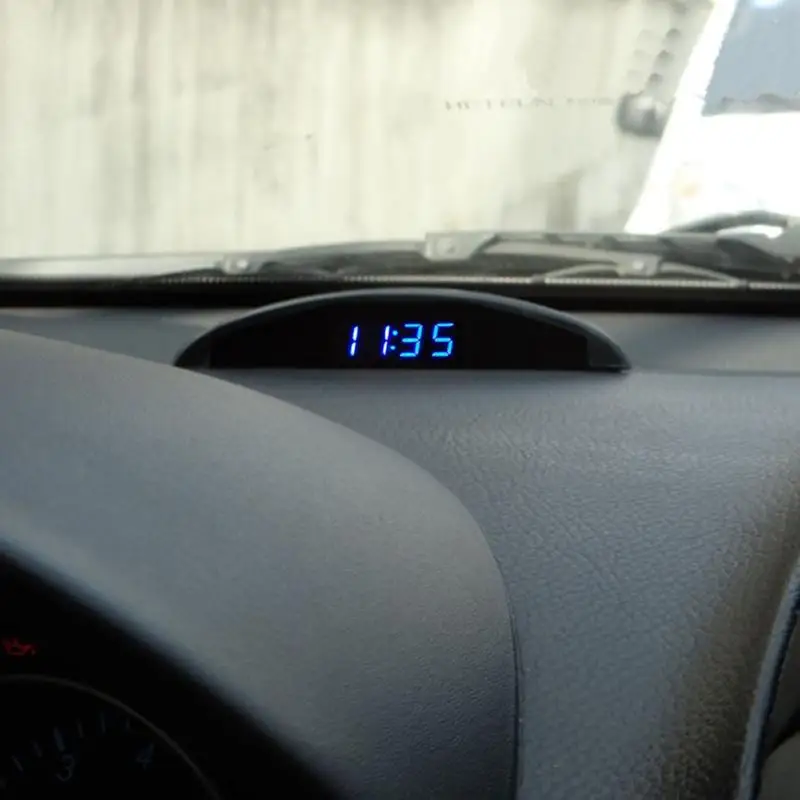 VODOOL Automobile Clock Car Luminous LED Digital Auto Clock Electronic Clock with 12V LED Digital Thermometer Voltmeter Car