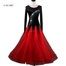 Платья для конкурса бальных танцев Танго бальных Платье Фламенко Стандартный танцевальные платья D263 с Стразы Большой прозрачные подол