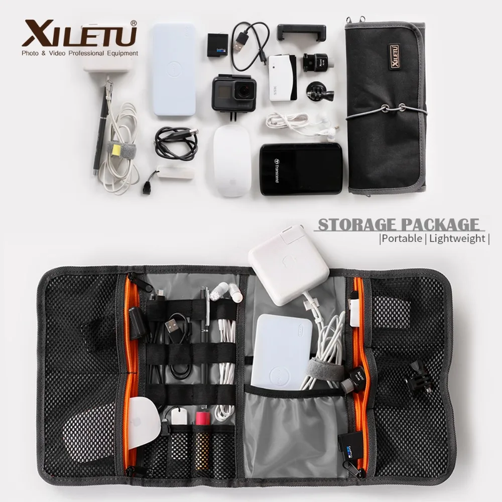 

XILETU LP-9 Waterproof data Cable Storage Bag water repellent bags Wire Pen Power Bank Lens Filter Kit For Digital Accessories