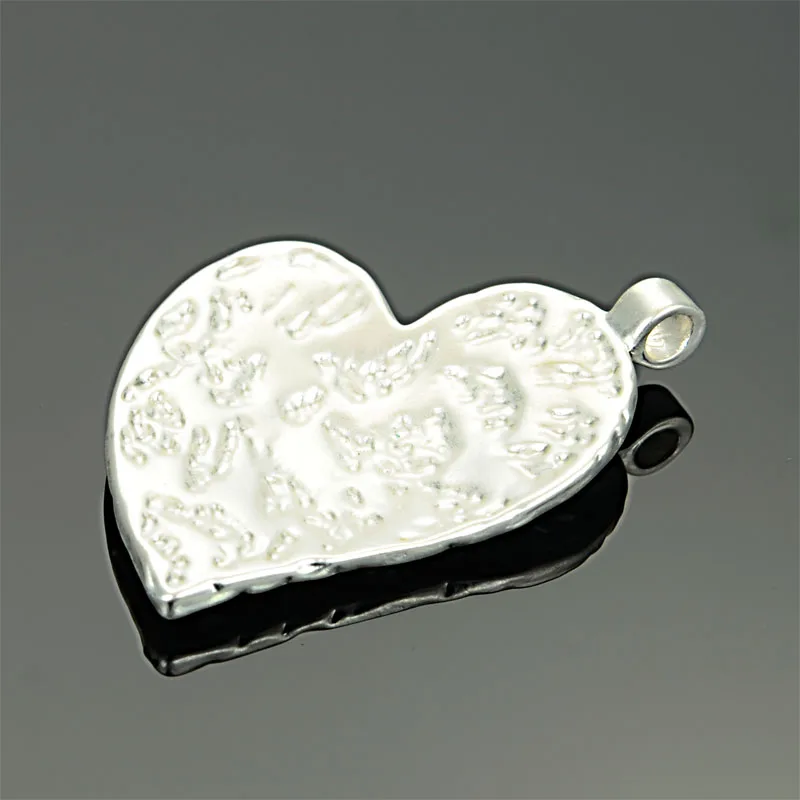 Miasol 2 шт античное серебро/золото большой молотый уникальный дизайн сердце Подвески Ожерелье Подвески для Diy ювелирных изделий - Окраска металла: 34MM Matte Silver
