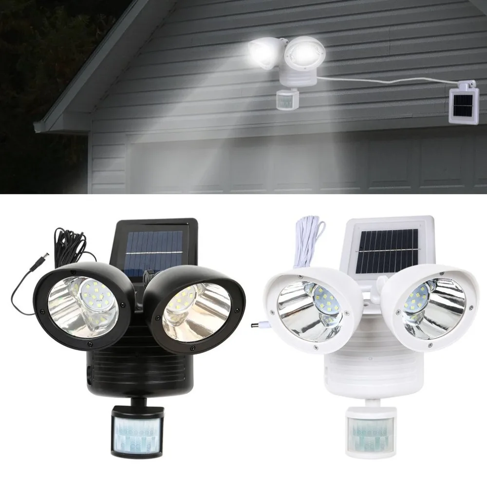 

Dual Head PIR Detector Solar Security Lamp Solar Spot Light Motion Sensor 22 LED Outdoor Floodlight Garden Yard Sensing Light