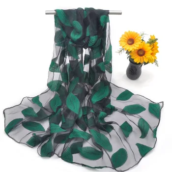 

Women's Organza Scarves All-Match Shawls Embroider Chiffon Oversize Soft Muffler Muslim Hijab Bufandas Sunscreen Scarf