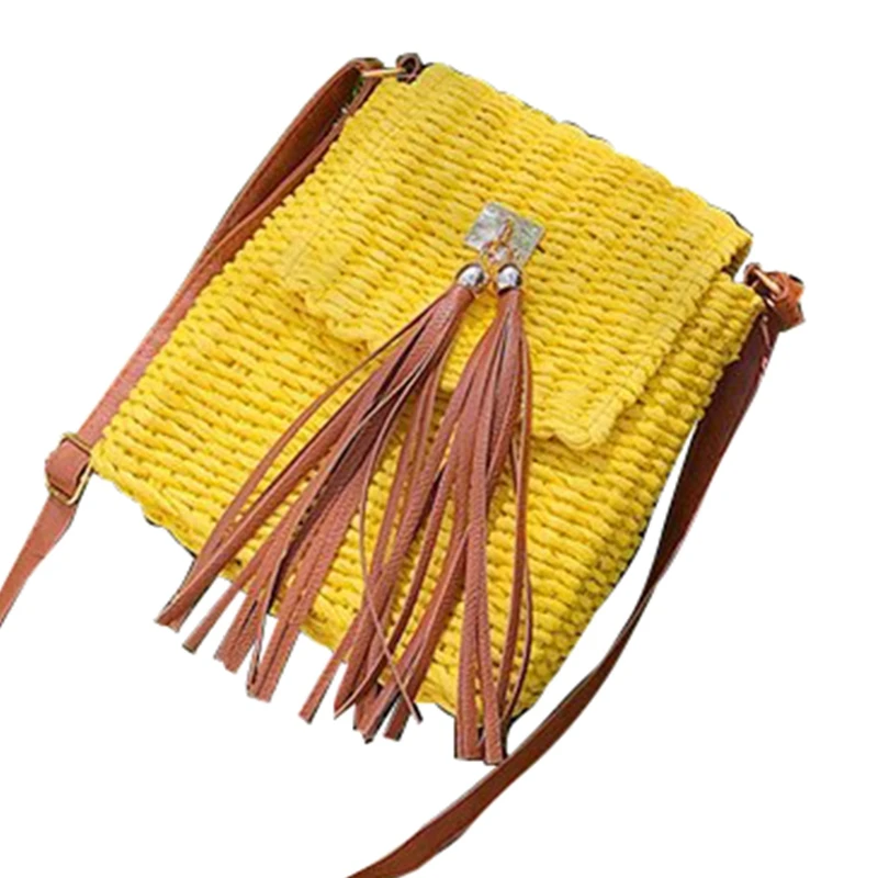

Rattan Bags Handmade Summer Women Shoulder Bags Wicker Beach Bag Tassel Summer Handbags Straw Bags