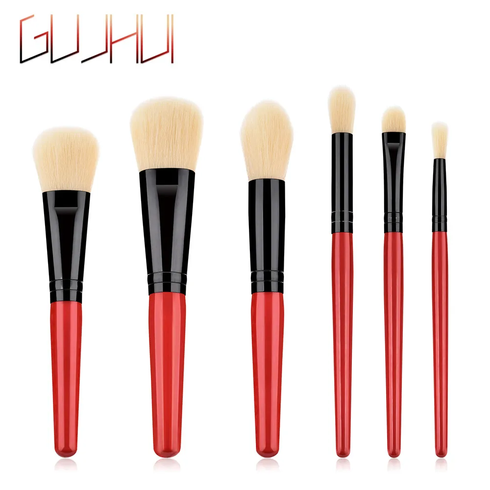 GUJHUI 6 шт. красный деревянный макияж расчёски для волос professional Основа макияжа лица