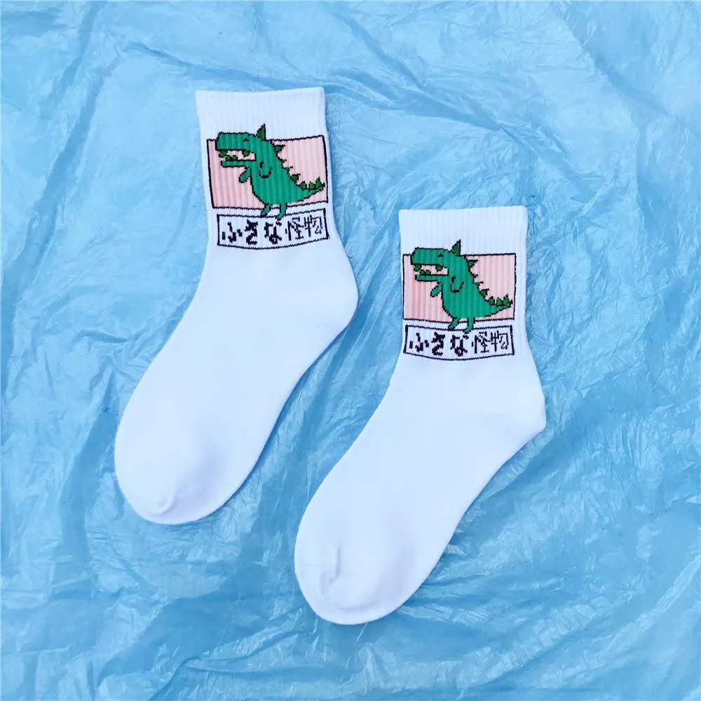 plus size knee high socks Japan Harajuku Women Cute Cartoon Animal Dog Dinosaur Cat Cotton Socks Lovely Men Funny Novelty Creative Unisex Socks hue socks Women's Socks