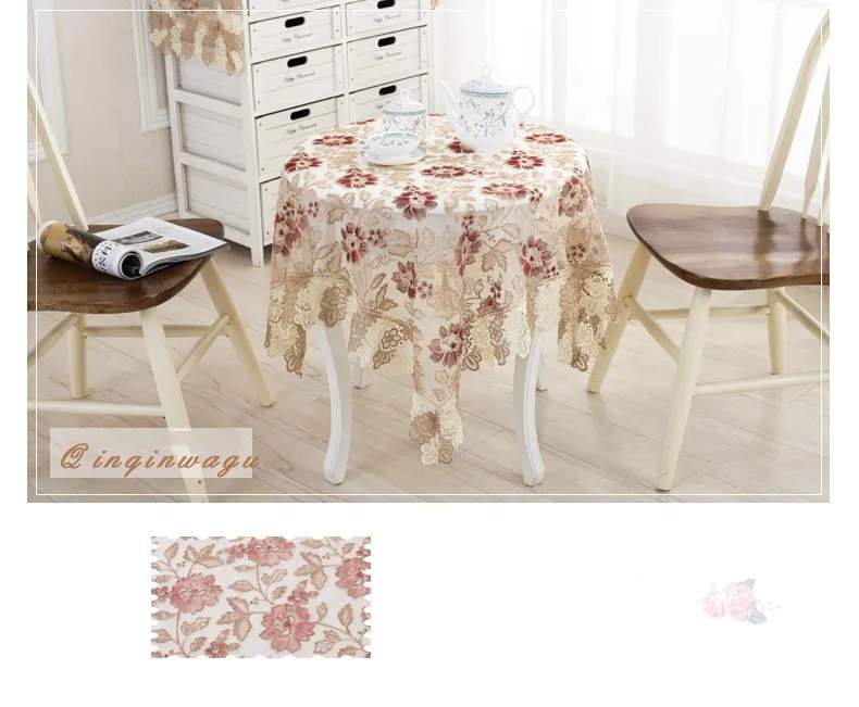 Новинка, вышитый стол в европейском стиле с цветочным рисунком, скатерть с кружевом, однотонная скатерть для стола, льняная ткань, покрытие для полотенец